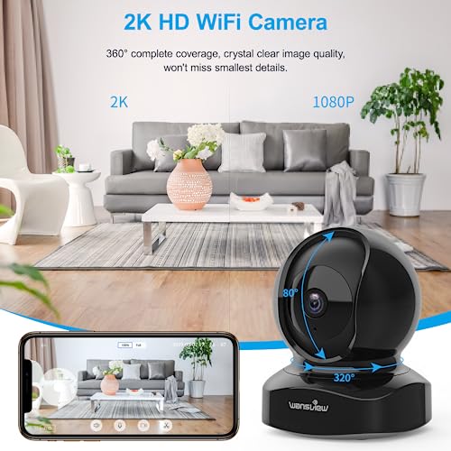 Home Security Camera: 2K WiFi Camera for Baby/Pet/Nanny with Night Vision and Alexa Compatibility