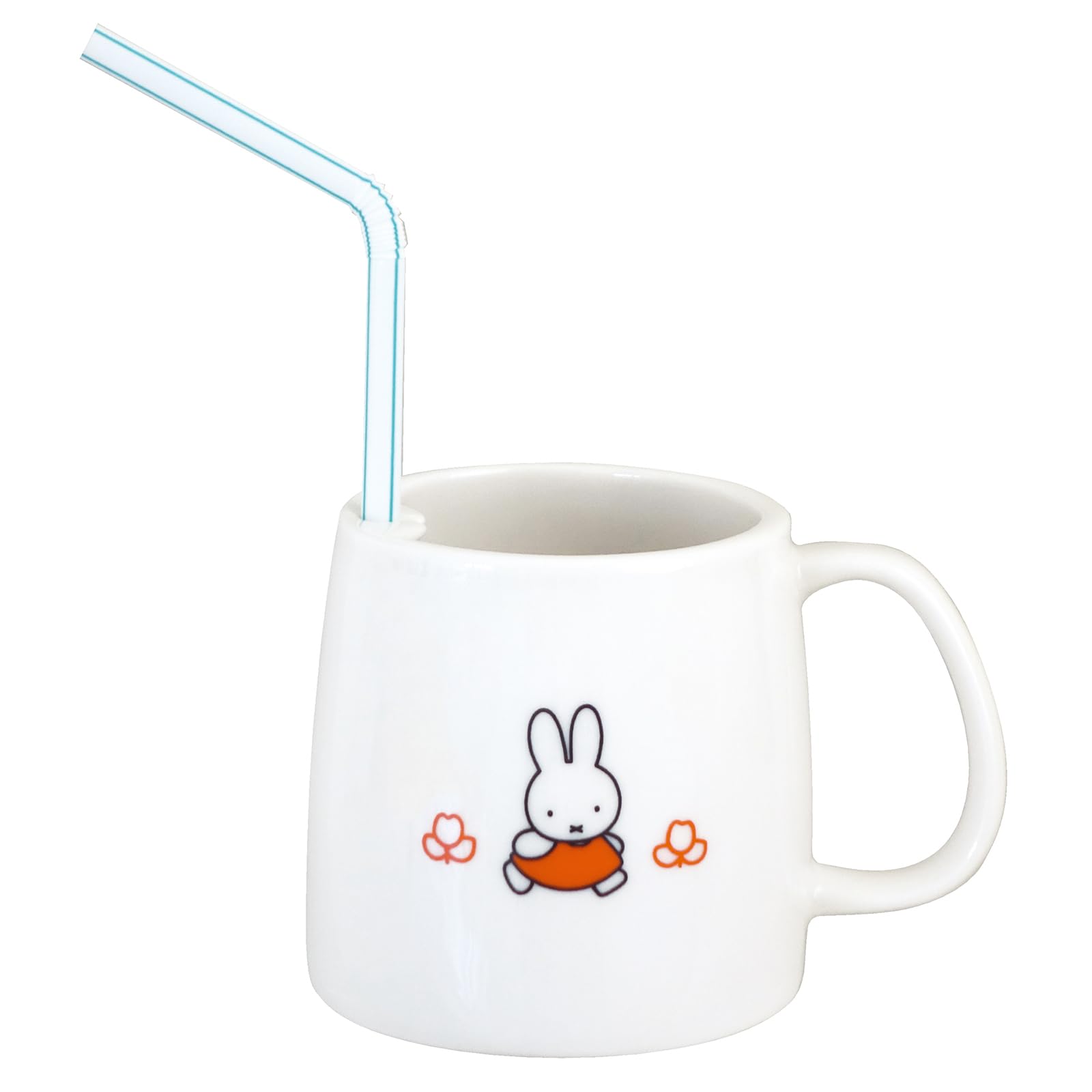 Miffy Mug with Straw Set 10.5oz Porcelain Walk Series Made in Japan