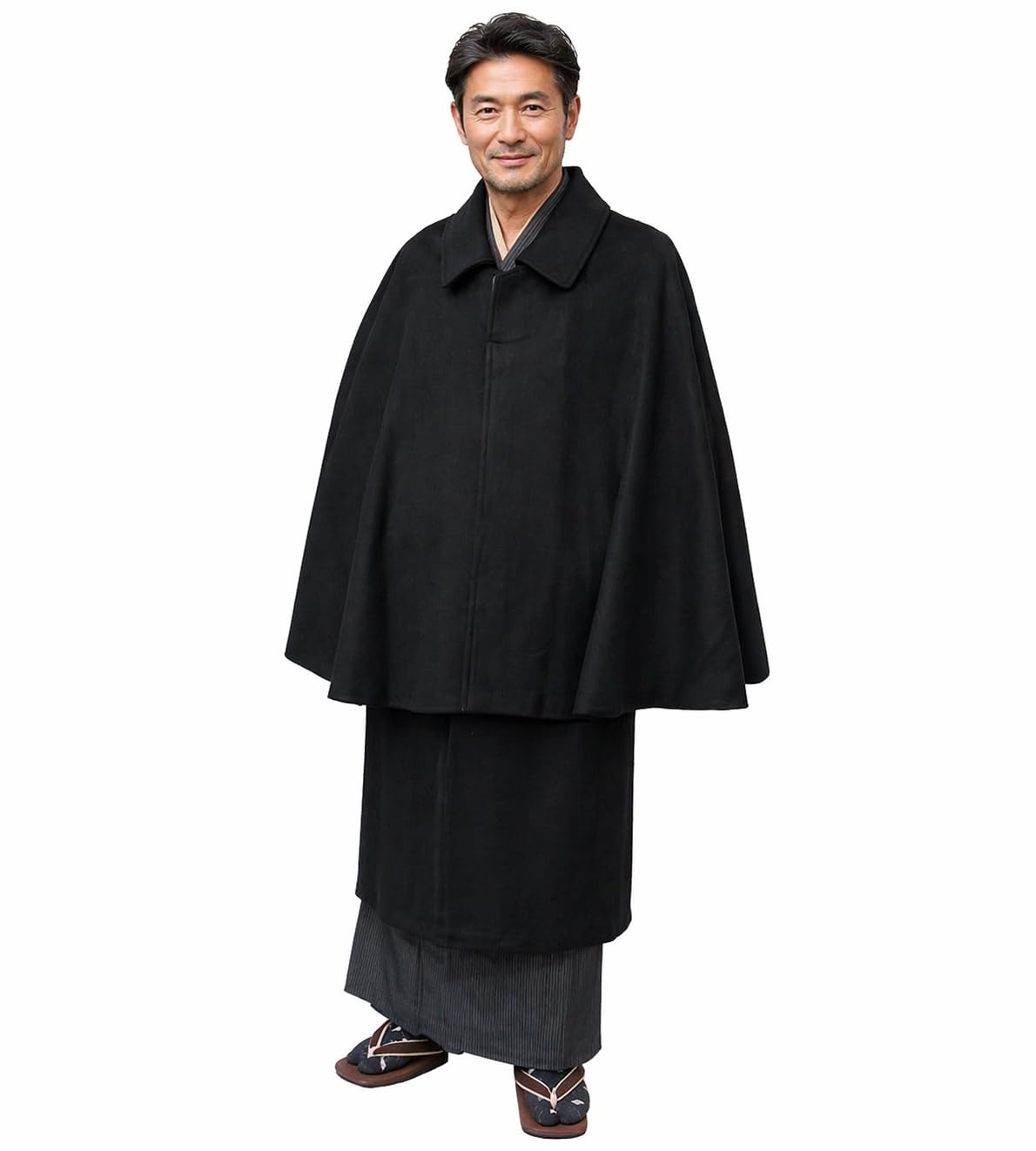 Amazon | [浅草きもの市] ≪紳士用≫男物 トンビコート （ ウール) 黒