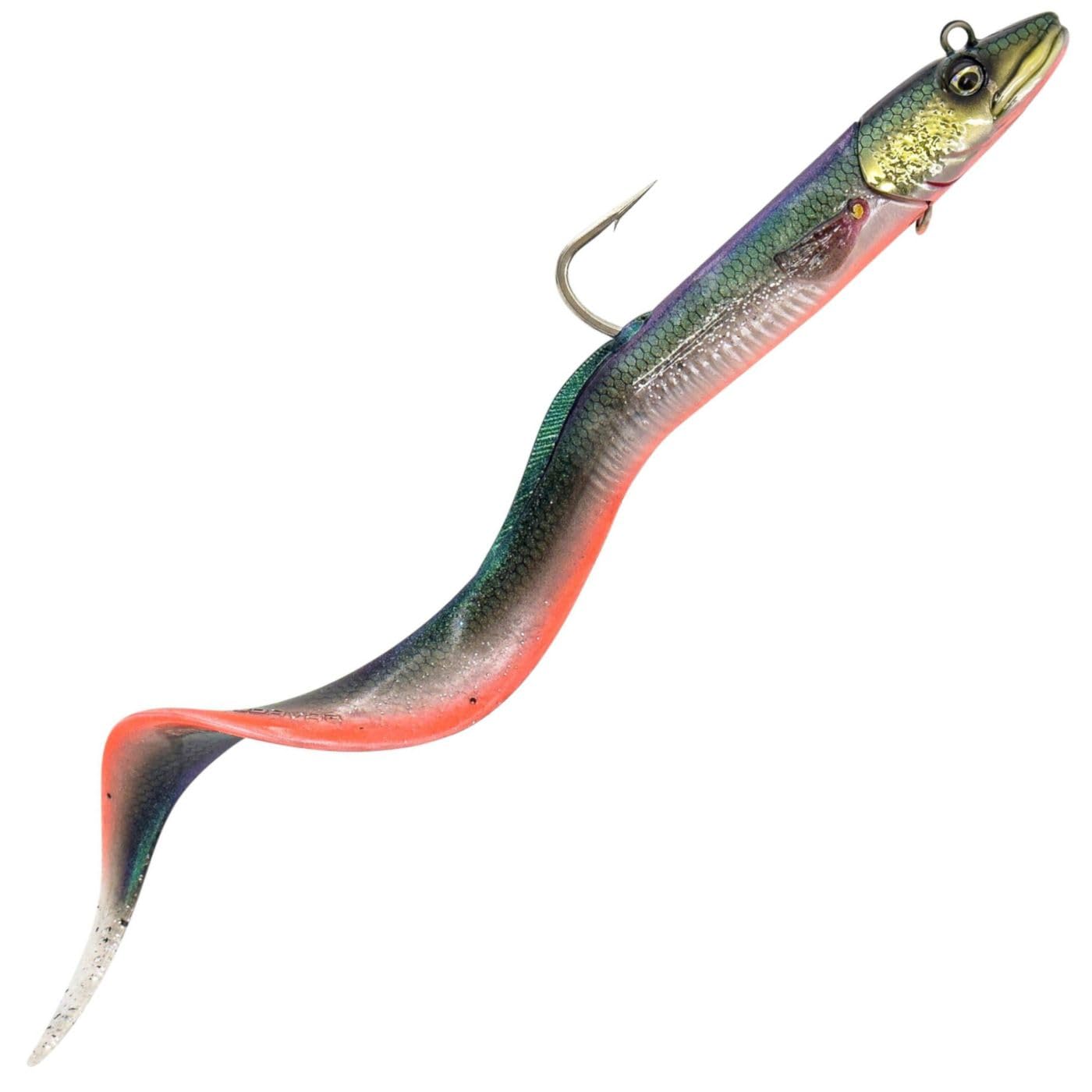 Savage Gear Conger Eel 200g Firebelly | Realistic Fishing Lure for Nordic Halibut, Coalfish and Cod | Pulsating Curl Tail Action | Built-in Rattles | Stainless Steel Hooks | Infused Squid Aroma