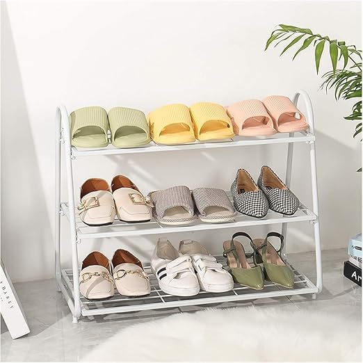 Image of MetalTouch 3-Tier Metal Shoe Rack for Entryway, Closet, or Bedroom ? Stackable & Space-Saving Shoe Organizer Shelf ? Rustproof, Heavy-Duty Storage ? White