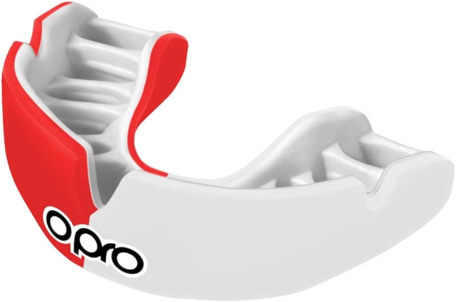OPRO Power-Fit Adult Mouthguard – Custom Fit Gum Shield for Rugby, Hockey, MMA, Contact Sports – Dental Warranty, Dual Layer Outer Shell, Anatomical Fins, Inter Jaw Absorption Technology
