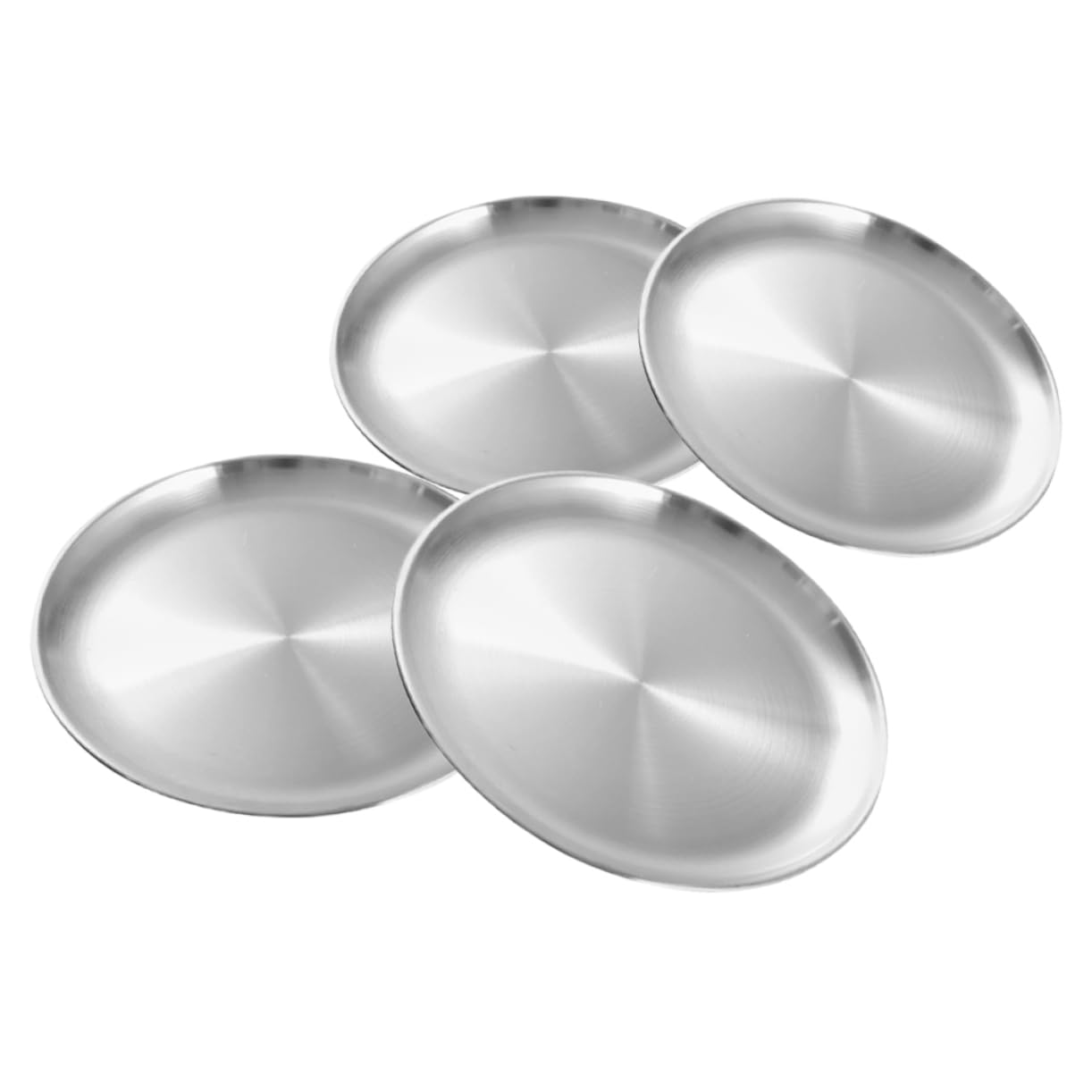 SOLUSTRE 4pcs Stainless Steel Dinner Plates Large Size Camping Plate Set for Outdoor Events Bbq and Family Gatherings Stylish Design