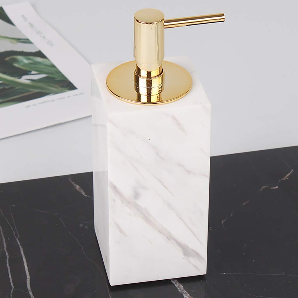 Mármol de Accesorios de baño Conjunto de 7 Piezas |Dispensador de jabón, Cepillo de Dientes Titular, Vaso, jabonera, Caja hisopo de algodón y Bandeja |Regalo Decoración Hogar High Class