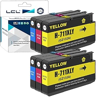 LCL Compatible Ink Cartridge 711XL 711 XL CZ130A CZ134A CZ131A CZ1354A CZ132A CZ136A Pigment (2C 2M 2Y) Replacement for HP Designjet T120 24 T120 610 T520 24 T520 36 T520 610 T520 914 T125 24