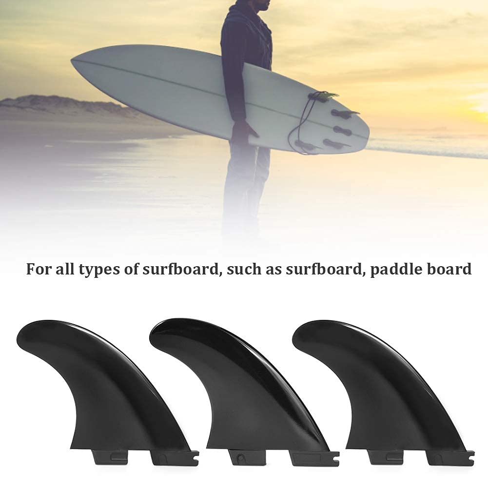 Aileron arrière de Planche de Surf, 3 pièces/Ensemble FCS2 G5 Fibre de Verre Noir aileron arrière de Planche de Surf Professionnel Accessoire de Surf Flexible pour Paddleboard