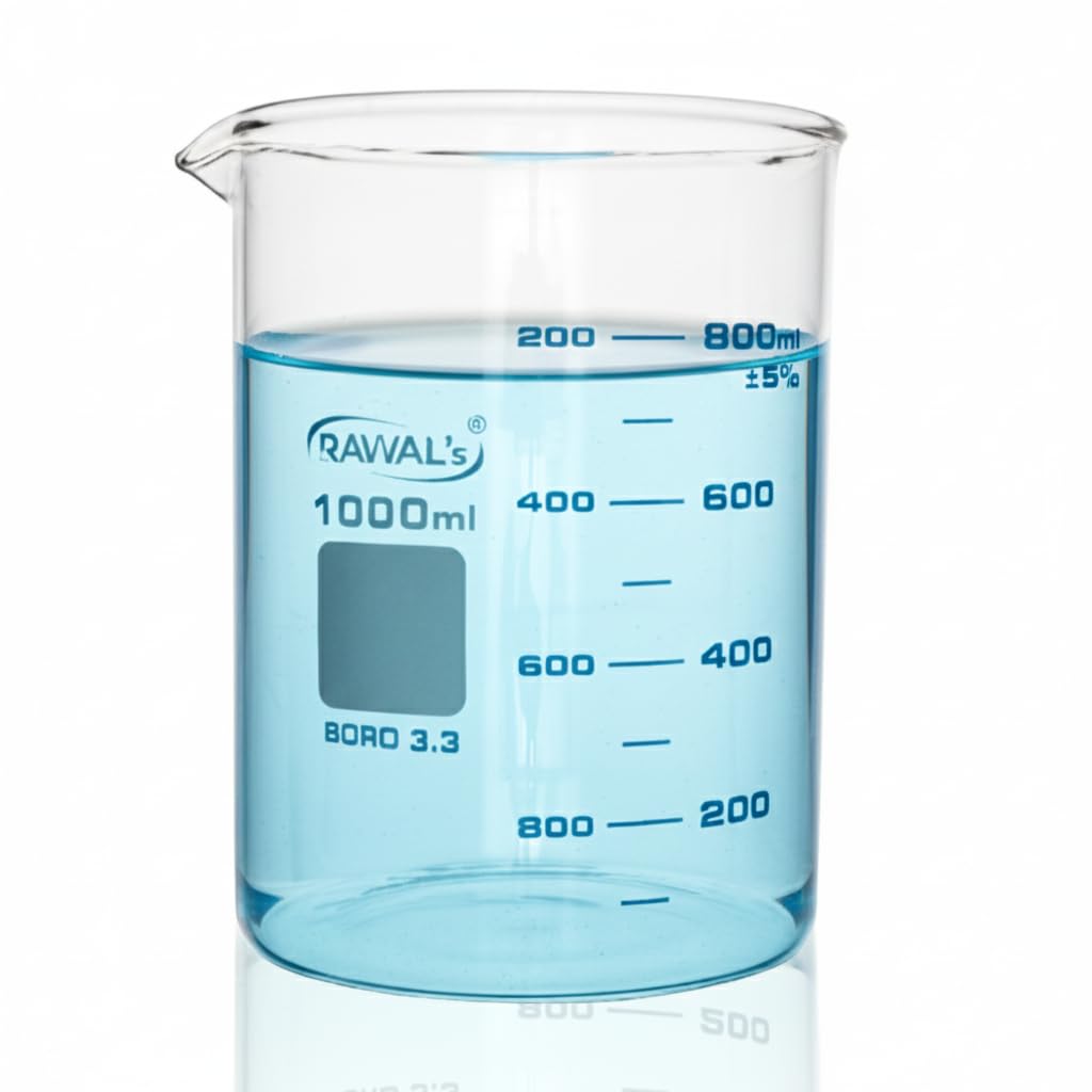 - Borosilicate Glass Beaker, with spout and graduation marks, 1000 ml (1 liter)