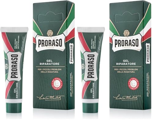 Proraso After shave reparador en gel, 10 ml, crema para el cuidado barba hombre que repara pequeñas heridas causadas por la cuchilla tras el afeitado (Paquete de 2)