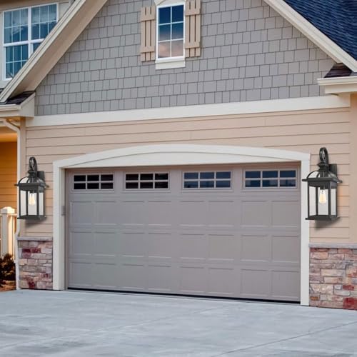 Image of Darkaway 2pcs Outdoor Lights Fixtures Wall Mount, Large 22inch Outdoor Wall Sconce Lights with Seeded Glass Waterproof Outside Exterior Lights Fixture for House Front Porch Patio