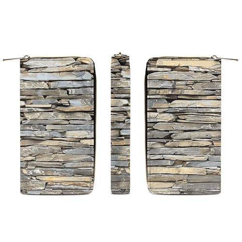 Womens Leather Wallets Wall Made of Stone Slabs Wallet for Women Large Capacity Card Phone Holder Ladies Purse3