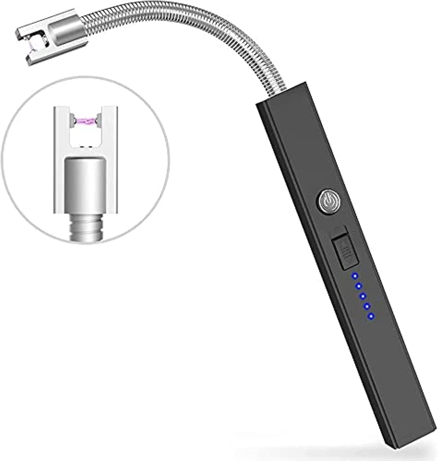 Lighter, Upgraded Candle Lighter Camping Lighter Grill Lighter USB Lighter Plasma Arc with LED Battery Display Safety Switch, Longer Flexible Neck for Candle Cooking BBQs Fireworks