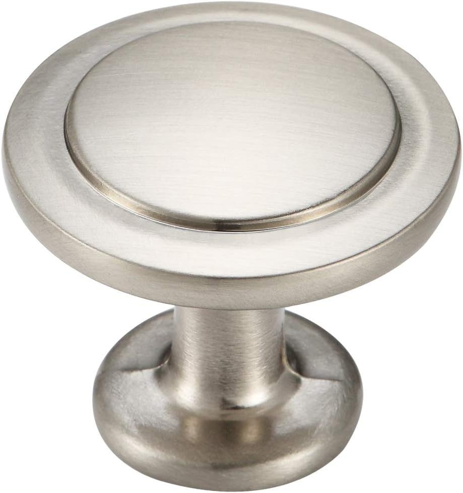 Amazer Cabinet Round Knobs, Satin Nickel Traditional Cabinet & Furniture Knobs Hardware Round Knob Pull - 1-1/4 Inch Diameter - 20 Pack