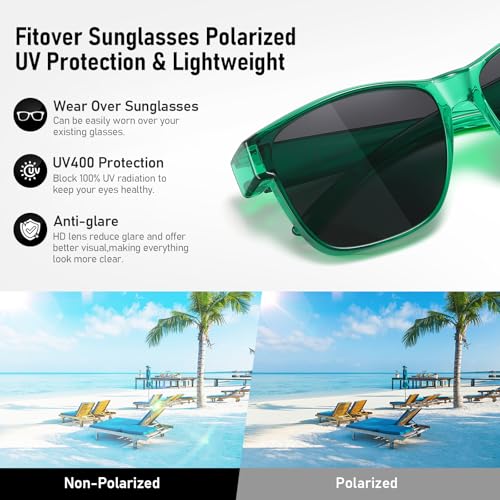 Image of GEGURI Polarized Sunglasses Fit Over Glasses for Men Women, Oversized Square Sun Glasses UV400 Protection Shades