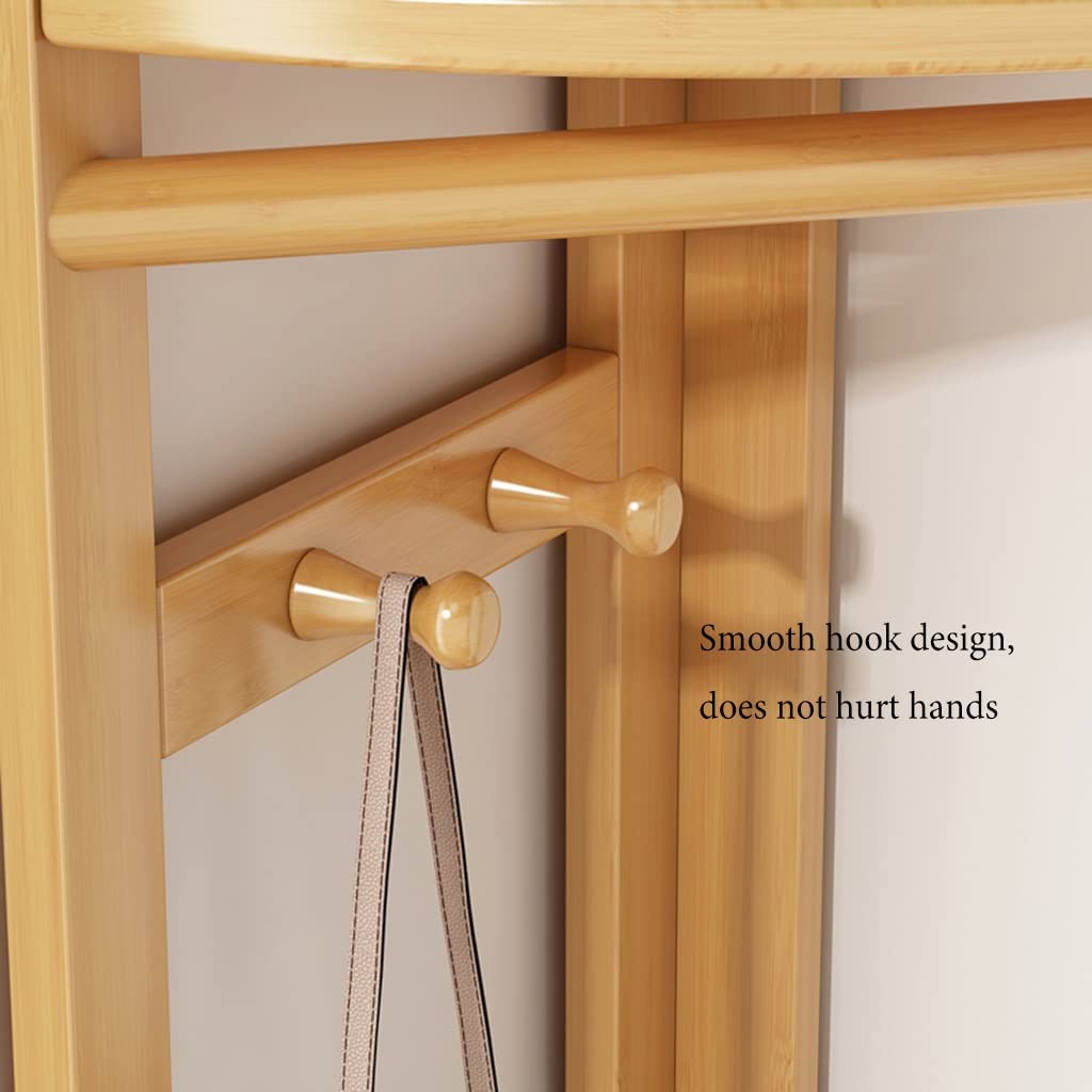 Árbol de entrada con almacenamiento de zapatos y perchero, soporte de esquina independiente para organización del hogar u oficina, diseño de madera natural, ideal para espacios pequeños