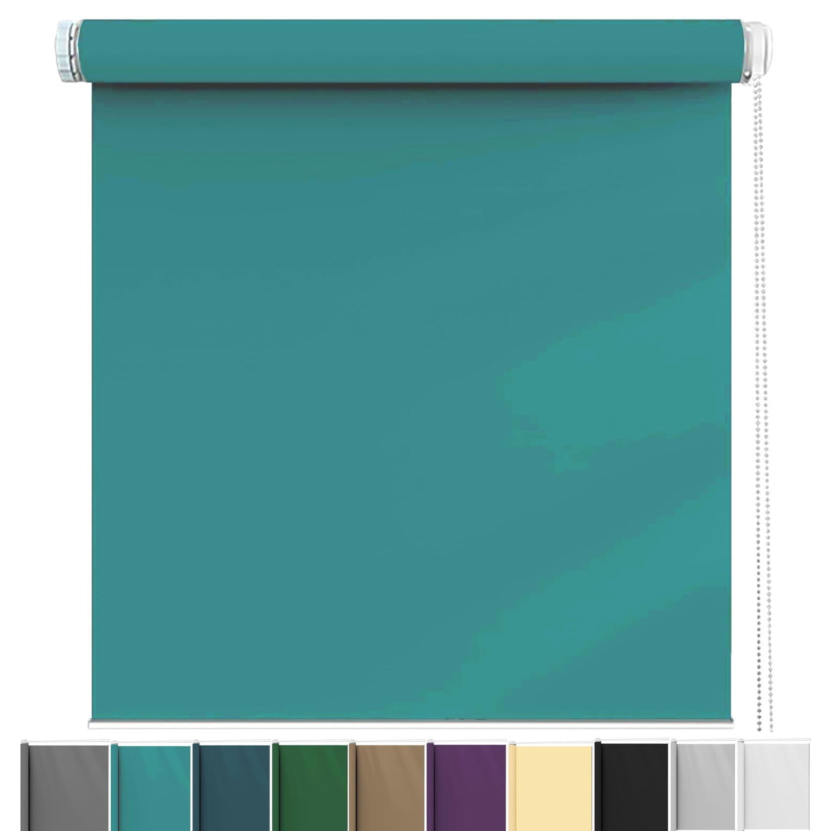 Roller Blind No Drilling 85 x 190 cm Privacy Protection Easy to Install, Blackout Window Curtain Easy Fit Fittings Included for Any Window, Loft, Sky Blue