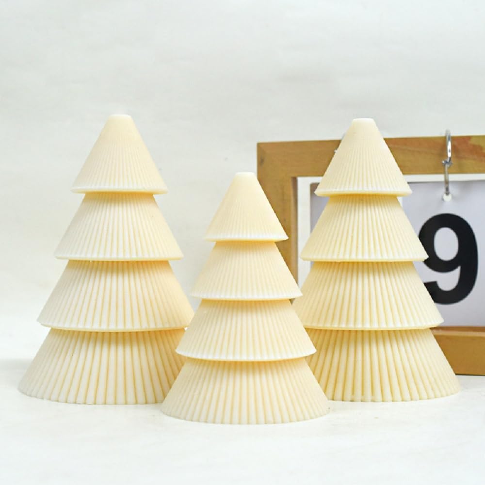 Lot de 2 moules à savon en résine de silicone motif sapin de Noël rayé