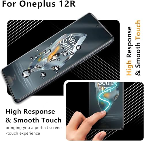 Image of EZ-GLAZ Screen Protector for OnePlus 12 (6.82 inch Curved Display) | HD Clear Flexible Film | Bubble-Free Easy Installation Kit | Scratch Resistant | Case Friendly (Pack of 2)