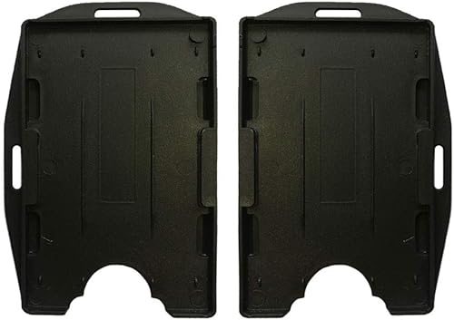 TownTrek Portatarjetas de identificación de 2 caras, cara abierta, de plástico rígido, rígido, color negro, dirección vertical u horizontal, paquete