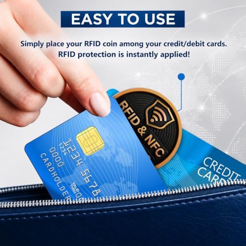 Image of SaiTech IT Round Shape RFID Blocking Card for Credit Debit ID Card, Black | Slim Anti-Theft Contactless NFC RFID Blocker Protector, Easily Fit into Wallet and Purse, for Men & Women