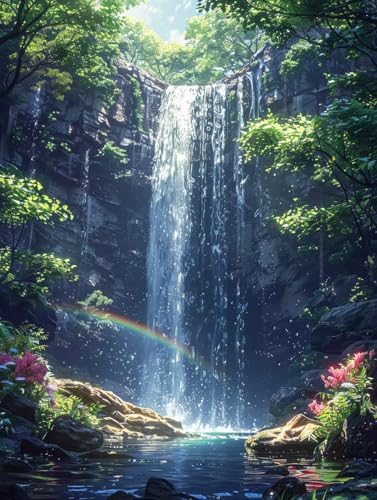 Waterfall yCgoCio[  DIY G ANG̋ ZbgƃuVt G lp S G hG  A[gNtg z[fR[V av[g 100x130cm 1-1866