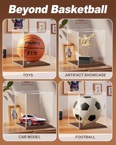 Image of 8 x 8 x 8 inch Clear Acrylic Display Case with 4mm Wooden Base - Self-Assemble Collectible Display Box for Action Figures, Toys, Memorabilia, and More