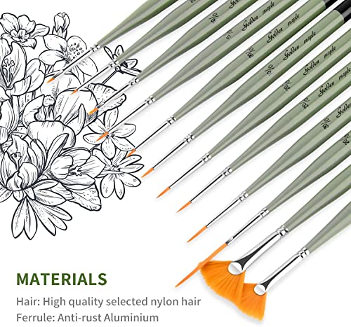 Detail Paint Brush Set, 12Pcs Fine Miniature Paint Brushes Kit With Fan Brush Perfect For Acrylic, Oil, Watercolor, Art, Scale, Model, Face, Paint By Numbers #TOP2