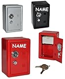 1 Stück: sehr schöne große und stabile Spardose als Tresor Schrank aus lackiertem Metall - mit 2 Metall Schlüssel