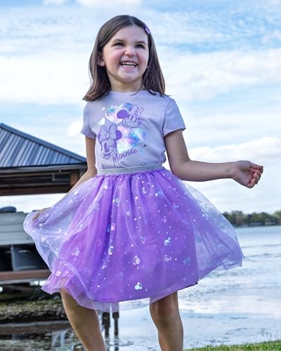 Disney Minnie Mouse Toddler Girls Metallic Print T-Shirt and Tulle Tutu Skirt Outfit Set Lavender 2T - image 2