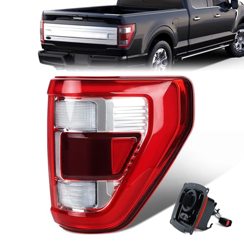 Ussbaye Tail Lights Compatible with 2021 2022 2023 Ford F150 King Ranch/Lariat/Limited/Platinum W/Blind Spot LED taillight Assembly ML3Z13404D (Chrome Housing&Right Passenger Side)