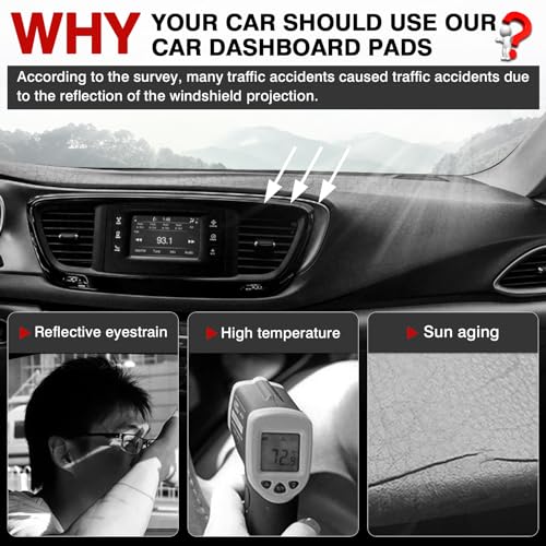 Image of Autorder Dashboard Cover Mat for 2017-2025 2026 Chrsyler Pacifica Minivan Accessories Dash Cover Upgrade Velvet Dash Mat Sunshade Glare UV Rays Protector