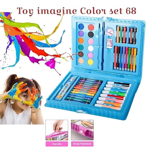 Image of TOYTONIC 68-Piece Color Set for Kids - Drawing & Painting Kit with Crayons, Watercolors, Pencils & Sketch Tools | Creative Art Stationery Gift for Boys & Girls Age 3-5
