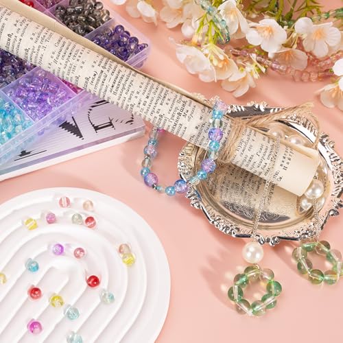 Image of XSEINO 24 Colors 1200PCS Transparent Gradient Glass Beads Kit 6mm DIY Craft Glass Beads, Fit for Bracelets, Jewelry Making, Necklace