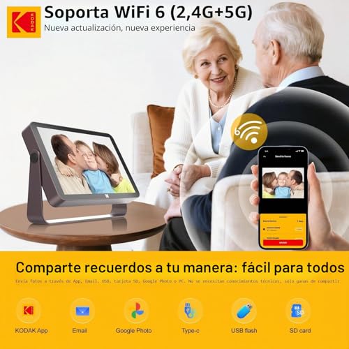 Marco digital WiFi KODAK de 10 pulgadas con batería y 64GB 5