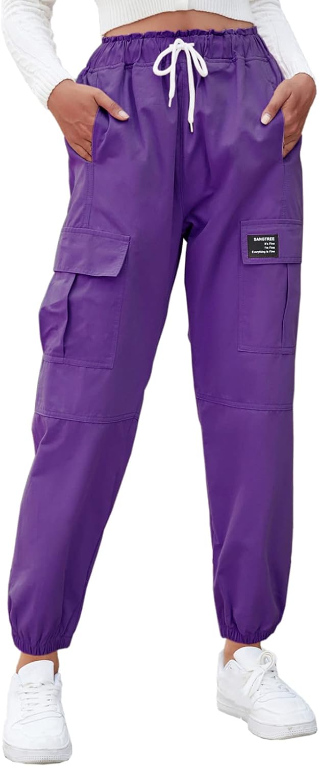 SANGTREE Girls & Womens Drawstring Cargo Jogger Pants,3 Years - Women 3XL - Picture 167 of 170