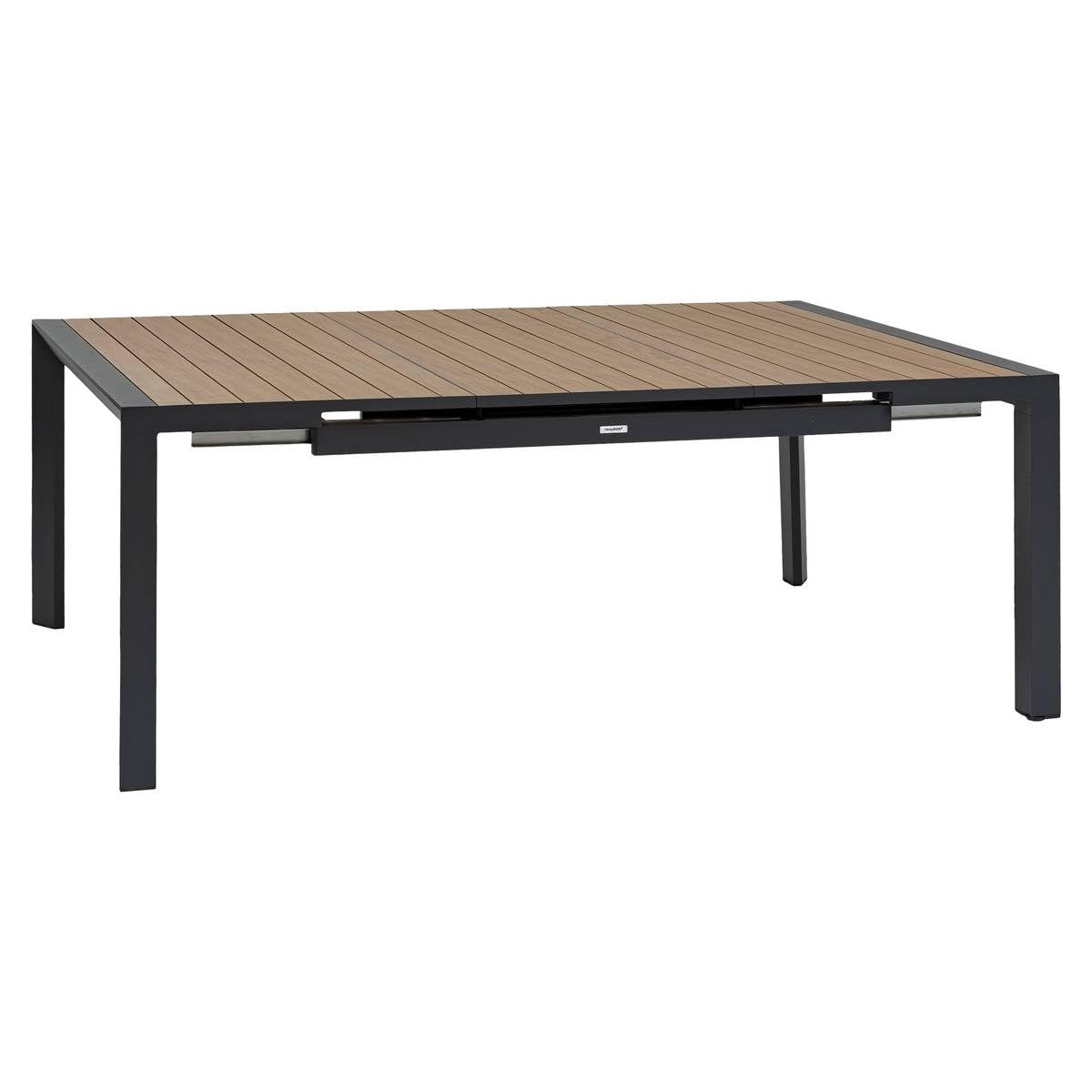 Hespéride - Table de Jardin Extensible carrée évasion Effet Bois Honey et Argile 10 Places Lates en Aluminium