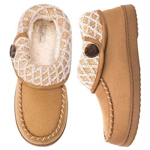 EverFoams Chaussons mocassins en mousse à mémoire de forme pour femme, peau, 37 EU Cover