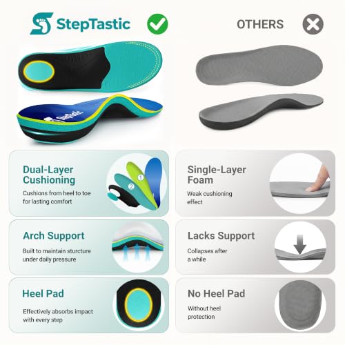 StepTastic High Arch Support Inserts for Men & Women, 220+ LBS Insoles - image 4