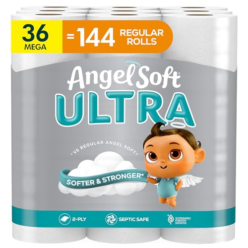 Angel Soft Toilet Paper, 36 Mega Rolls = 144 Regular Rolls, Ultra Soft - image 1