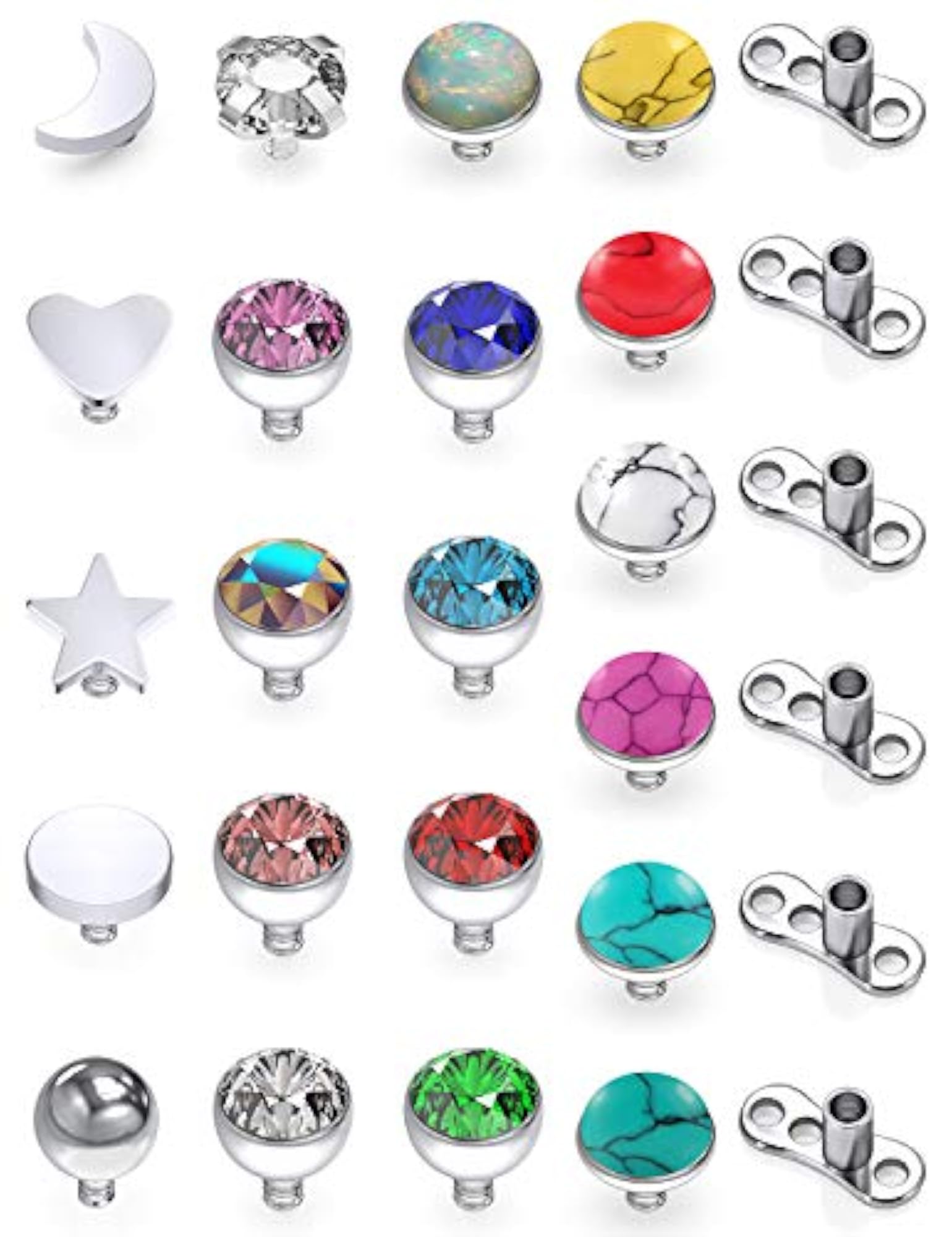 14G Dermal Piercing Jewelry Set