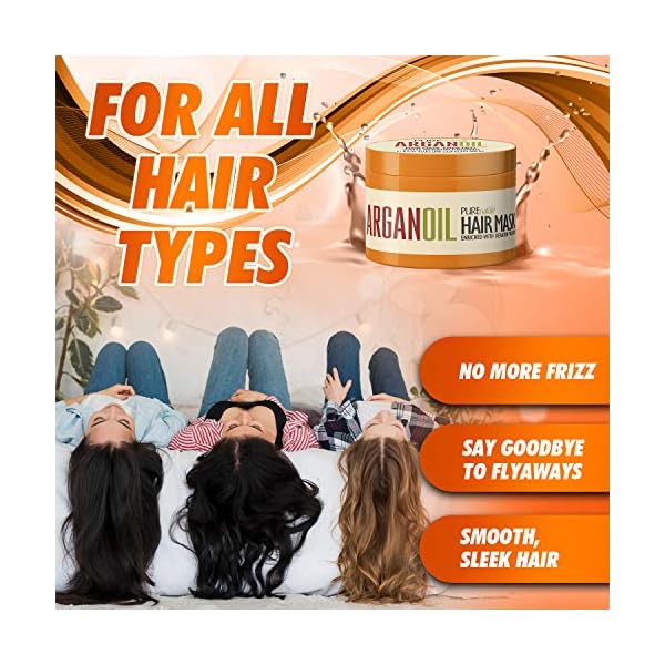 Argan-Oil-Hair-Mask-Deep-Conditioner-Treatment-for-Dry-Damaged-Hair-Moroccan-Split-End-Moisturizer-Hydrating-Product Moroccan Argan Oil Hair Mask Sulfate SLS Paraben Free - Deep Conditioner Treatment for Dry Damaged Hair - Split End Moisturizer, Hydrating Product - Salon Grade Formula – Enriched with Keratin Protein