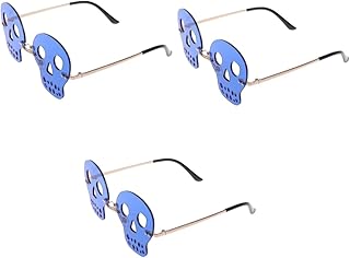 3 Pares De Óculos De Sol Engraçados Óculos De Sol De Praia Óculos De Moda Para Homens Óculos De Sol De Festa Praia Óculos Sem Armação Óculos Sem Aro Esqueleto Azul