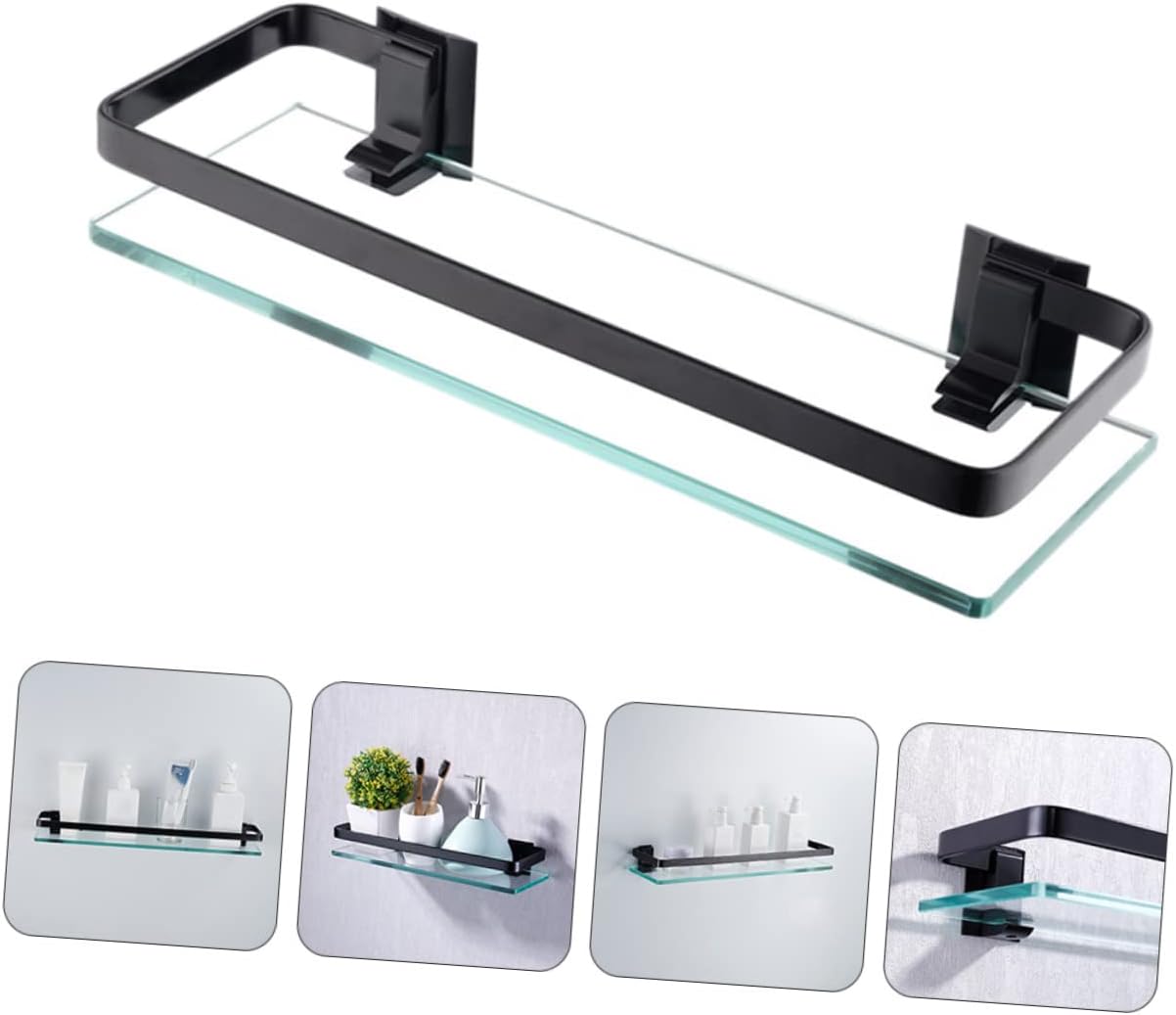 Door Organizer Tempered Glass Shelf Glass Storage -Mounted for Bathroom Decor