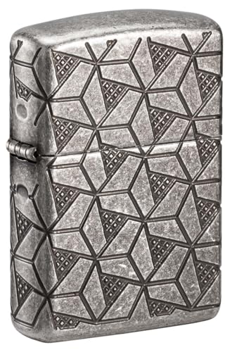 Zippo Armor encendedor geométrico plateado antiguo miniatura 1
