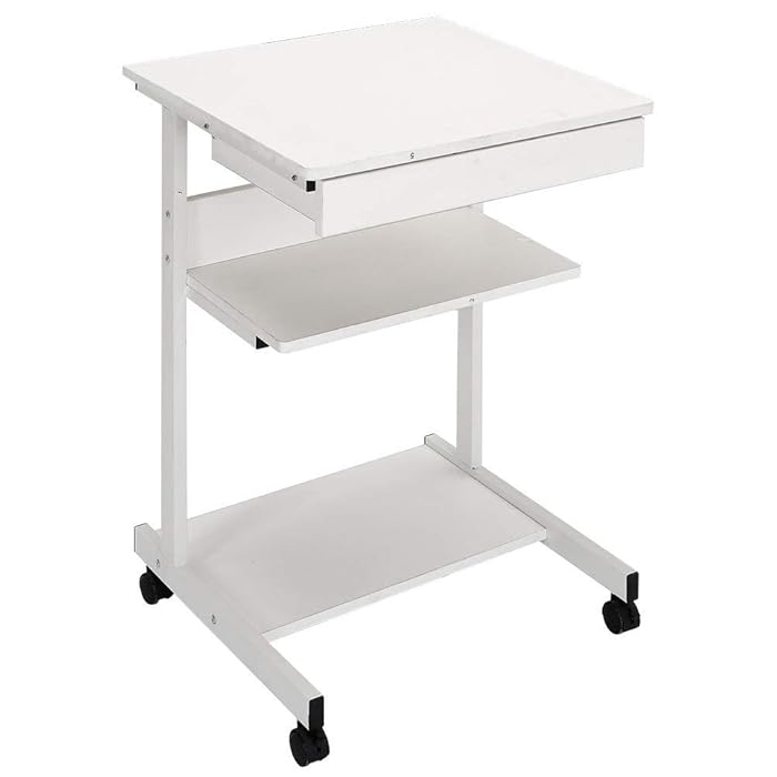 Wariehoy Ovable Coputer Desk With USB Ports, Height Adjustable Office Desk With 2 Shelves - View #4