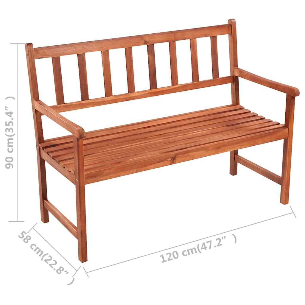 Ławka ogrodowa z litego drewna akacjowego z poduszką, 120 cm