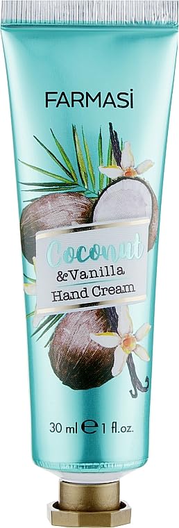 FARMASi Hand Cream Coconut and Vanilla, 30ml/1.01flOz - Nourishing, Hydrating, Softens Hands, Smooths, Daily Use, Skincare, Coconut Scent, Vanilla Scent