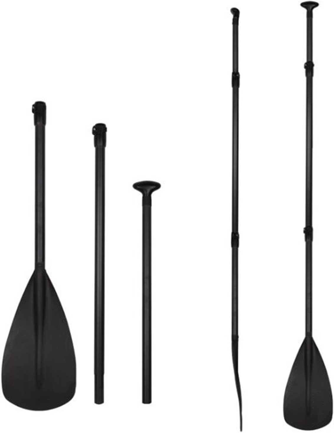 Kayak SUP Paddle Board Surfboard Fiberglass Paddle T-Handle Three-Section Kayak Paddling (Color : Black, Size : 175-215cm)