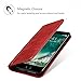 ProCase iPhone 8 Plus 7 Plus Genuine Leather Case, Wallet Folding Flip Case with Kickstand Card Slots Magnetic Closure Protective Cover for Apple iPhone 8 Plus/iPhone 7 Plus -Red