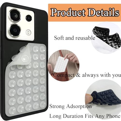 Lxtness 4 Stück Silikon Handy Saugnapf Halterung Doppelseitig, Freihändig Sticky Silikon Saugnapf Handyhülle für Selfies & Videos, Saugnäpfe Handyhalter für Alle Handy Modelle,Transparent & Schwarz