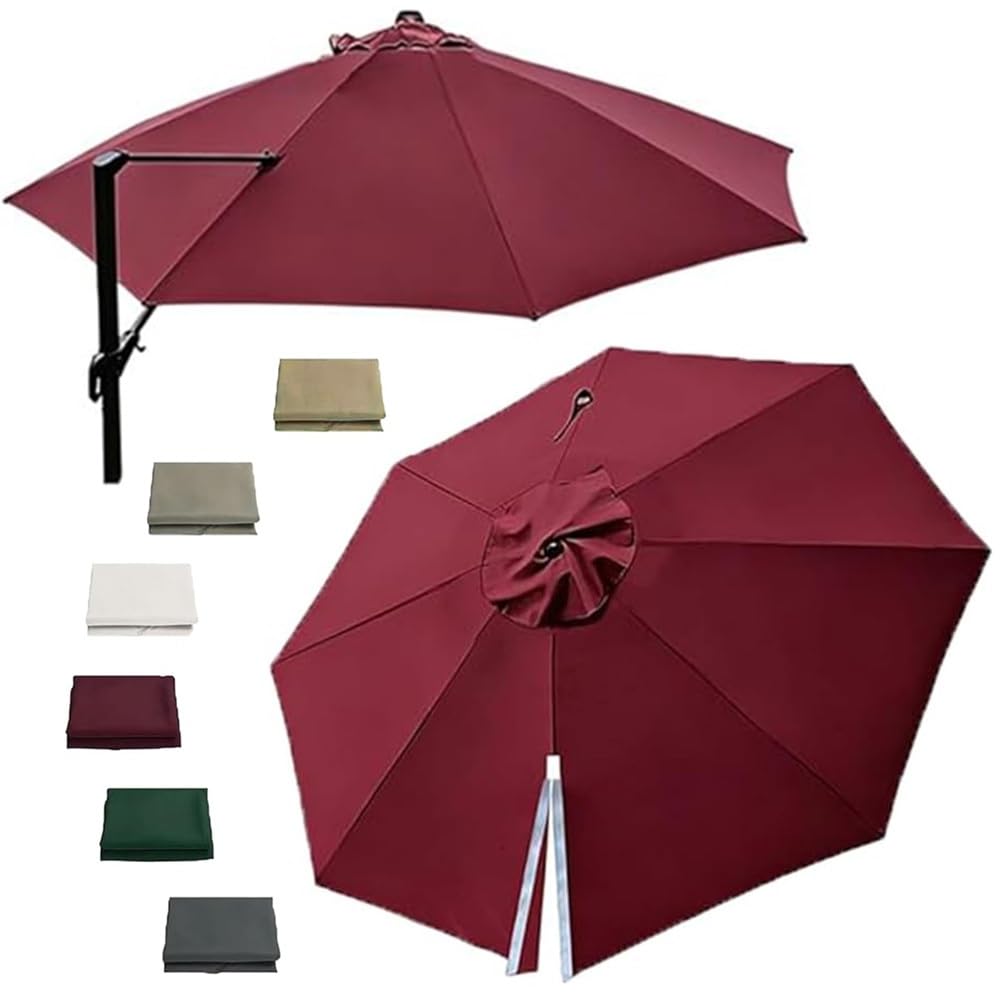 10/11/11.5ft Cantilever Parasol Replacement Canopy Round, Outdoor Offset Umbrella Top Cover, Parasol Canopy Cover For Patio(Red,350cm/11.5ft)